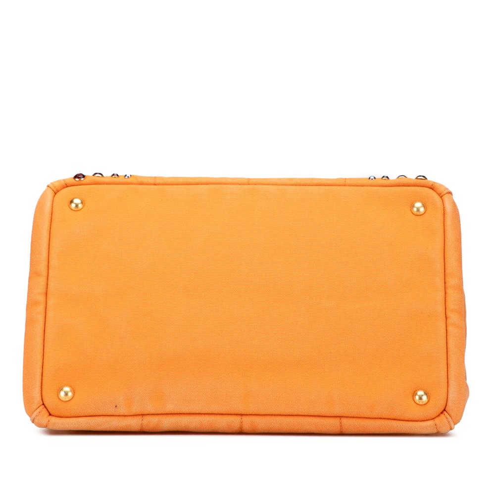 Prada B Prada Orange Canvas Fabric Canapa Bijoux Satchel Italy