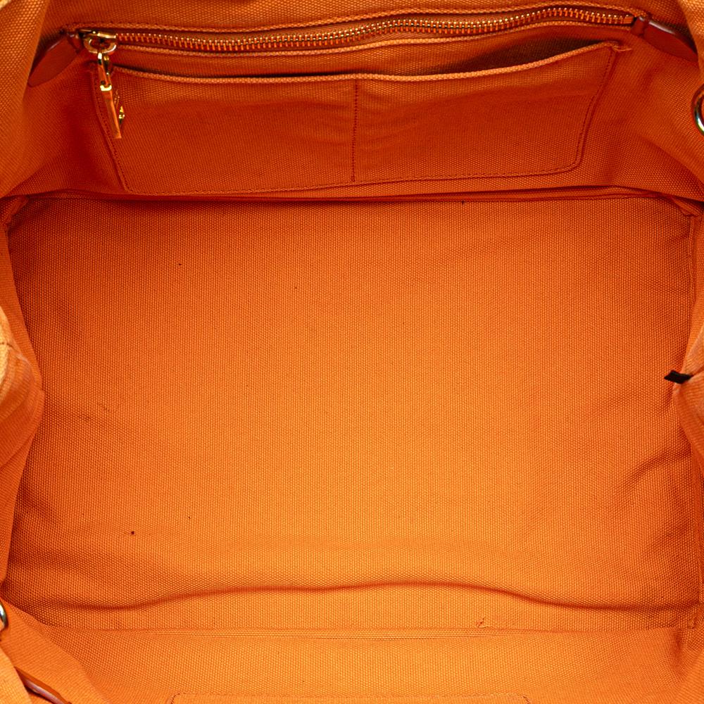 Prada B Prada Orange Canvas Fabric Canapa Bijoux Satchel Italy