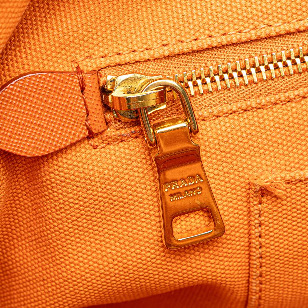 Prada B Prada Orange Canvas Fabric Canapa Bijoux Satchel Italy
