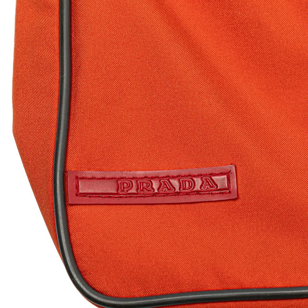 Prada B Prada Orange Dark Orange Nylon Fabric Tessuto Sport Shoulder Bag Italy