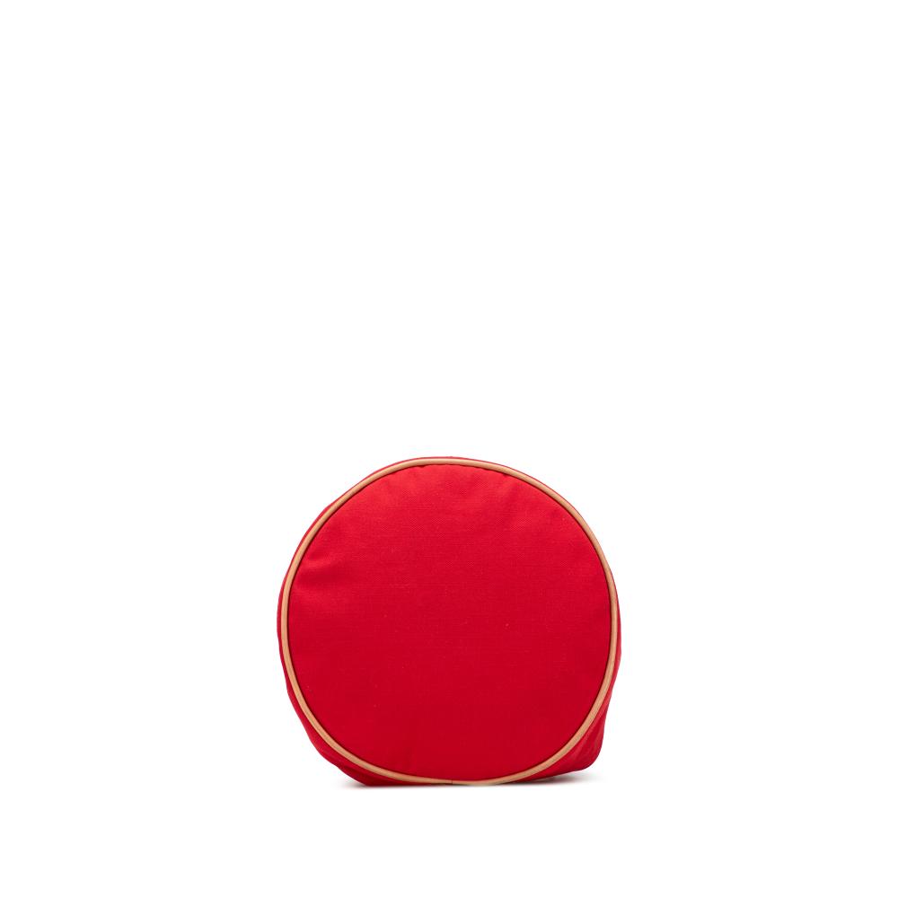 Hermès B Hermès Red with Brown Canvas Fabric Polochon Mimile France