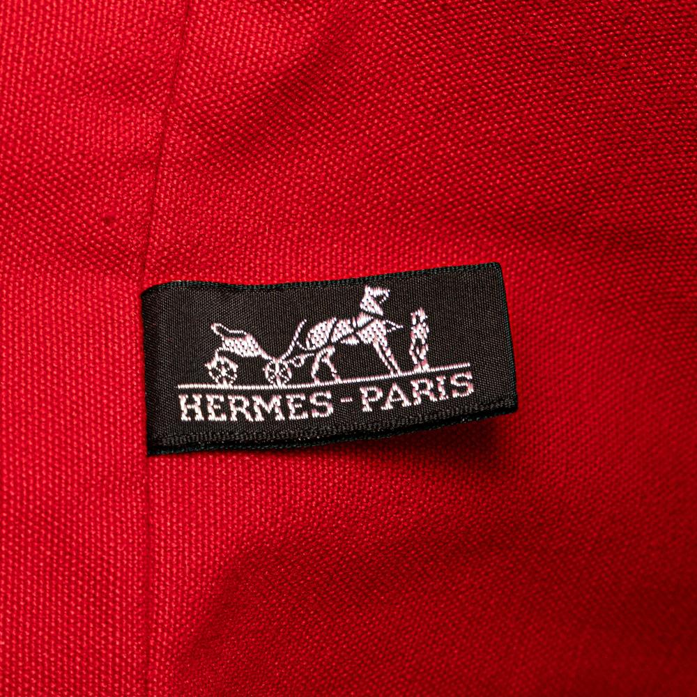 Hermès B Hermès Red with Brown Canvas Fabric Polochon Mimile France