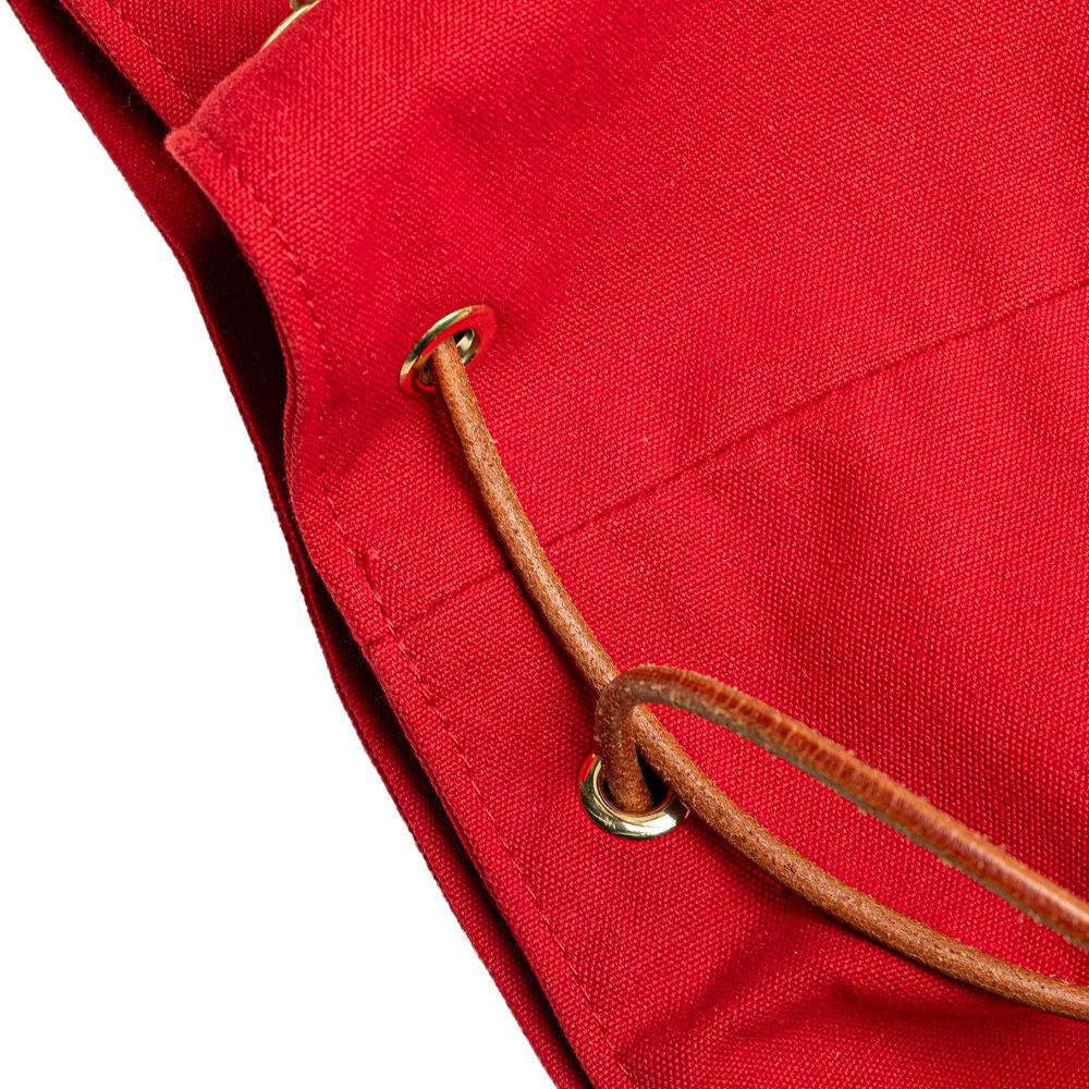 Hermès B Hermès Red with Brown Canvas Fabric Polochon Mimile France