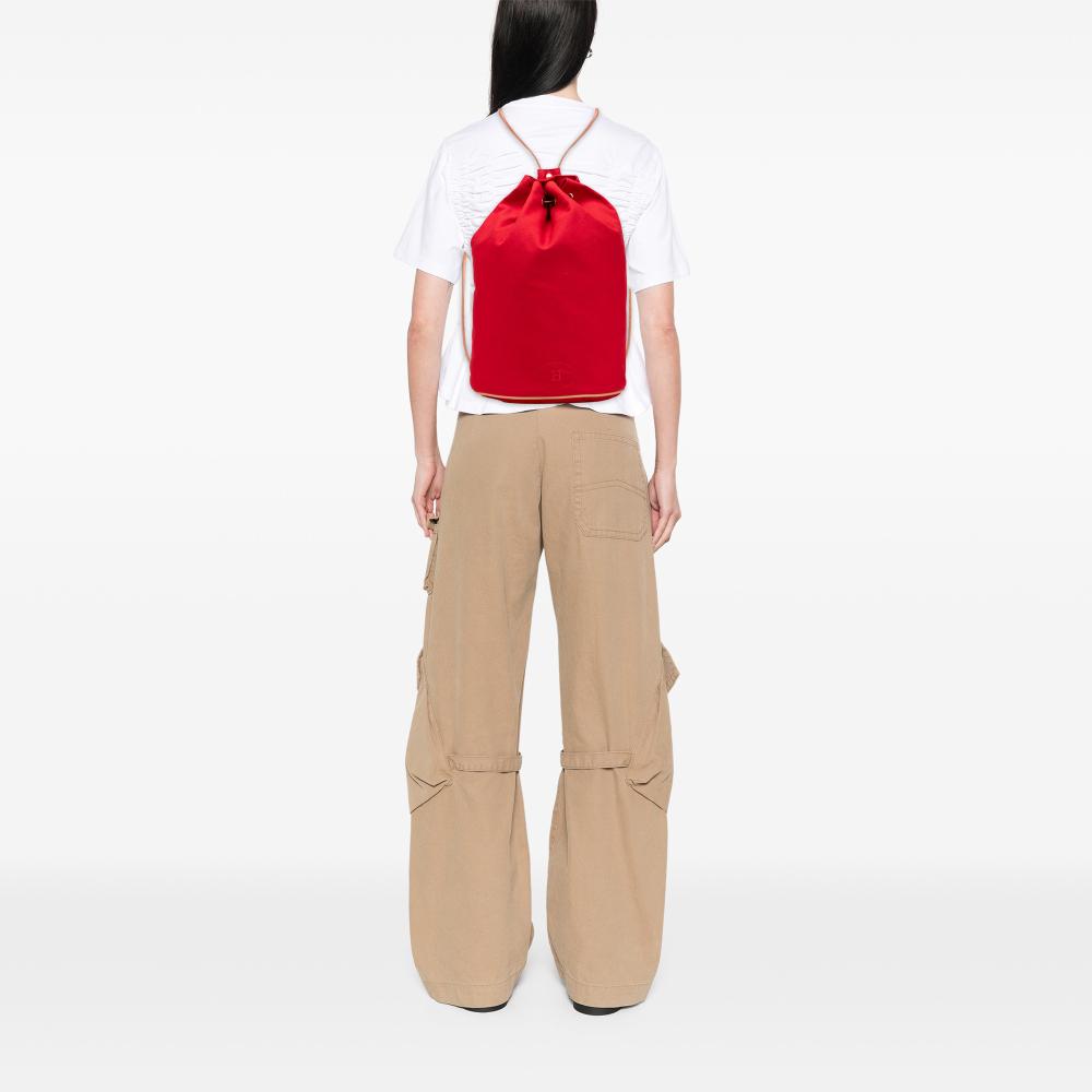 Hermès B Hermès Red with Brown Canvas Fabric Polochon Mimile France