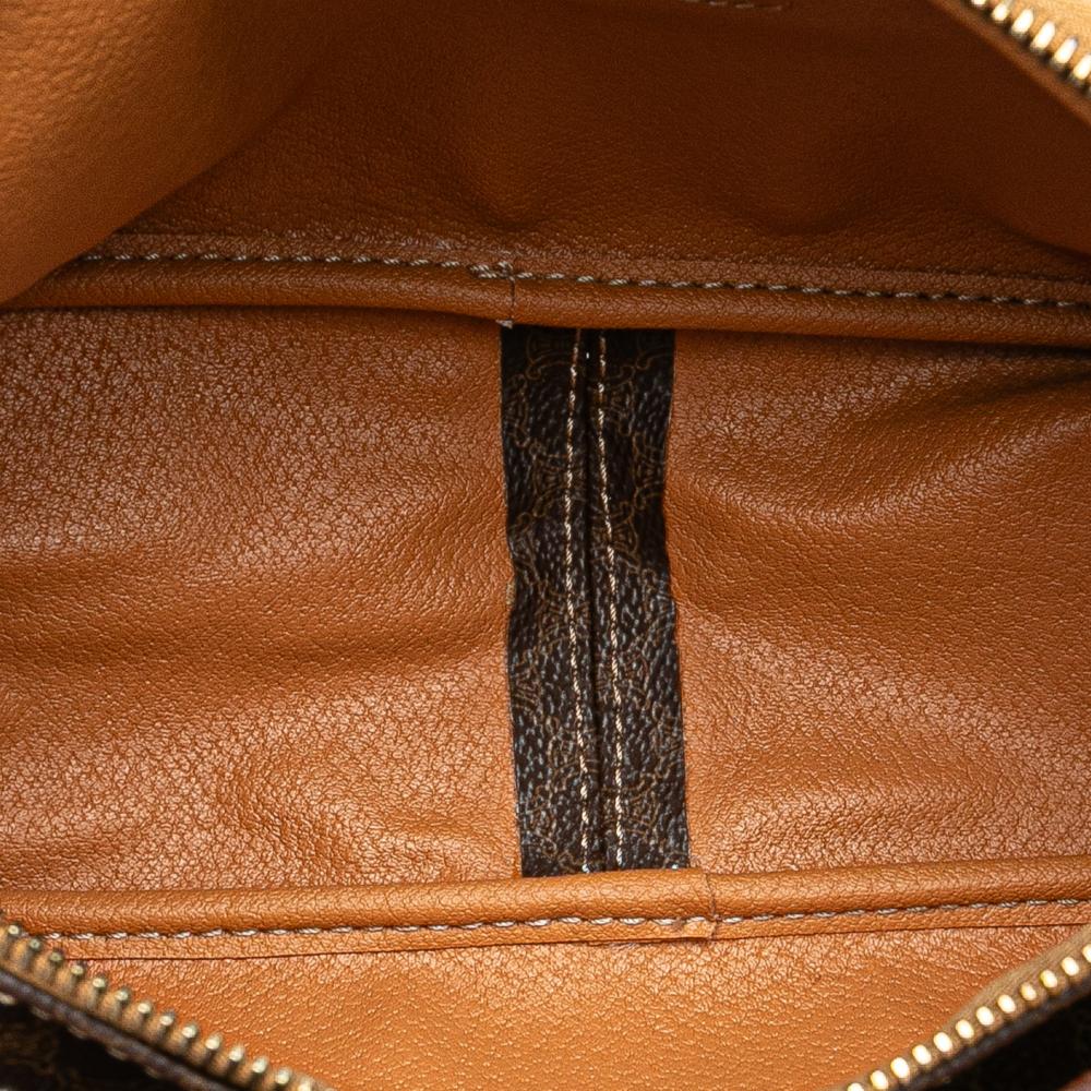 Celine B Celine Brown Coated Canvas Fabric Macadam Satchel Italy