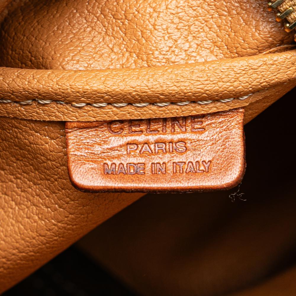 Celine B Celine Brown Coated Canvas Fabric Macadam Satchel Italy