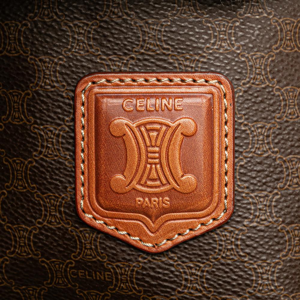 Celine B Celine Brown Coated Canvas Fabric Macadam Satchel Italy