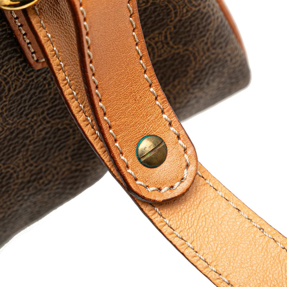 Celine B Celine Brown Coated Canvas Fabric Macadam Satchel Italy