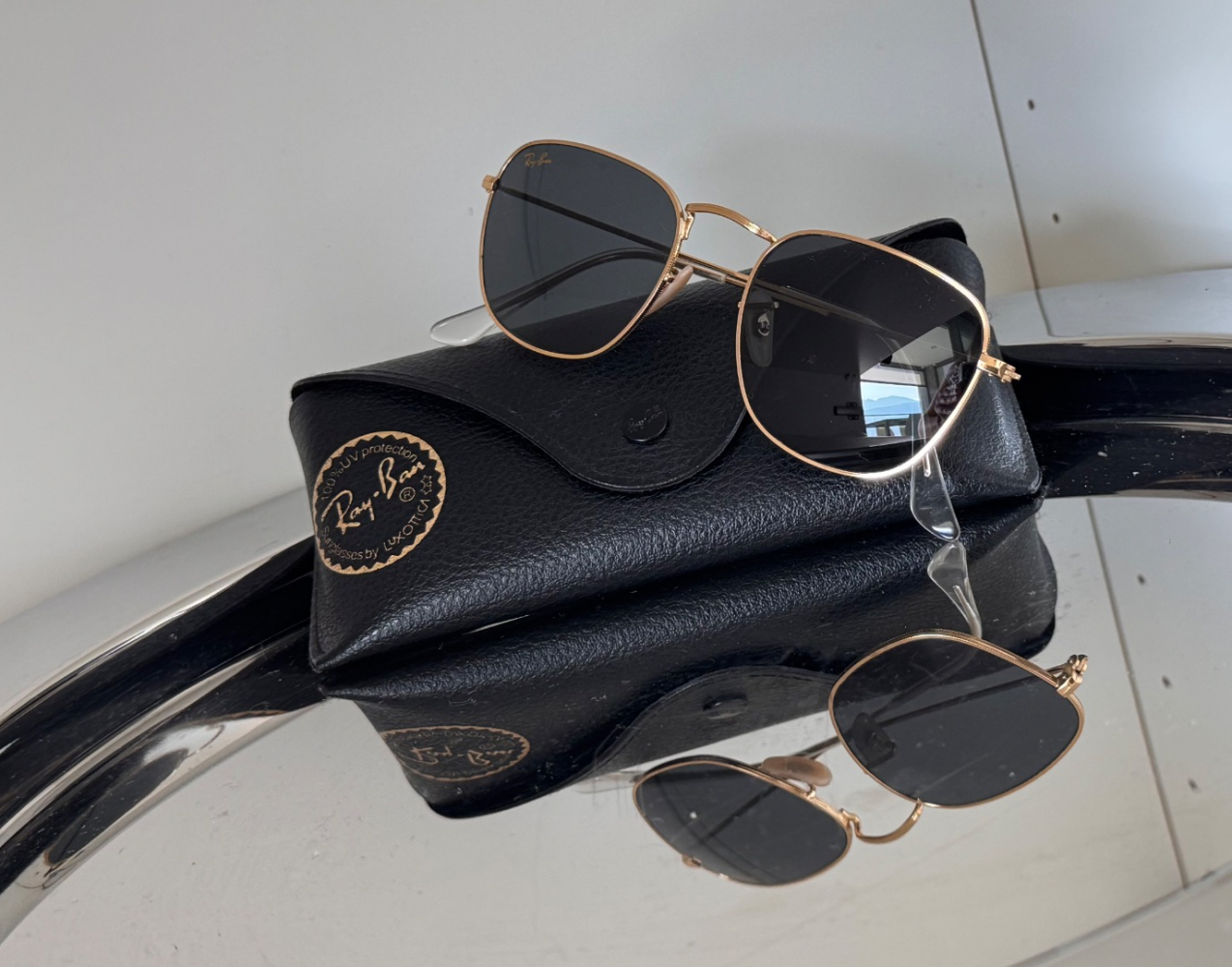 Ray-Ban New RAY-BAN RB 3857 9196/R5 FRANK Sunglasses 51-20 145 Gold Frames w/Green Lenses