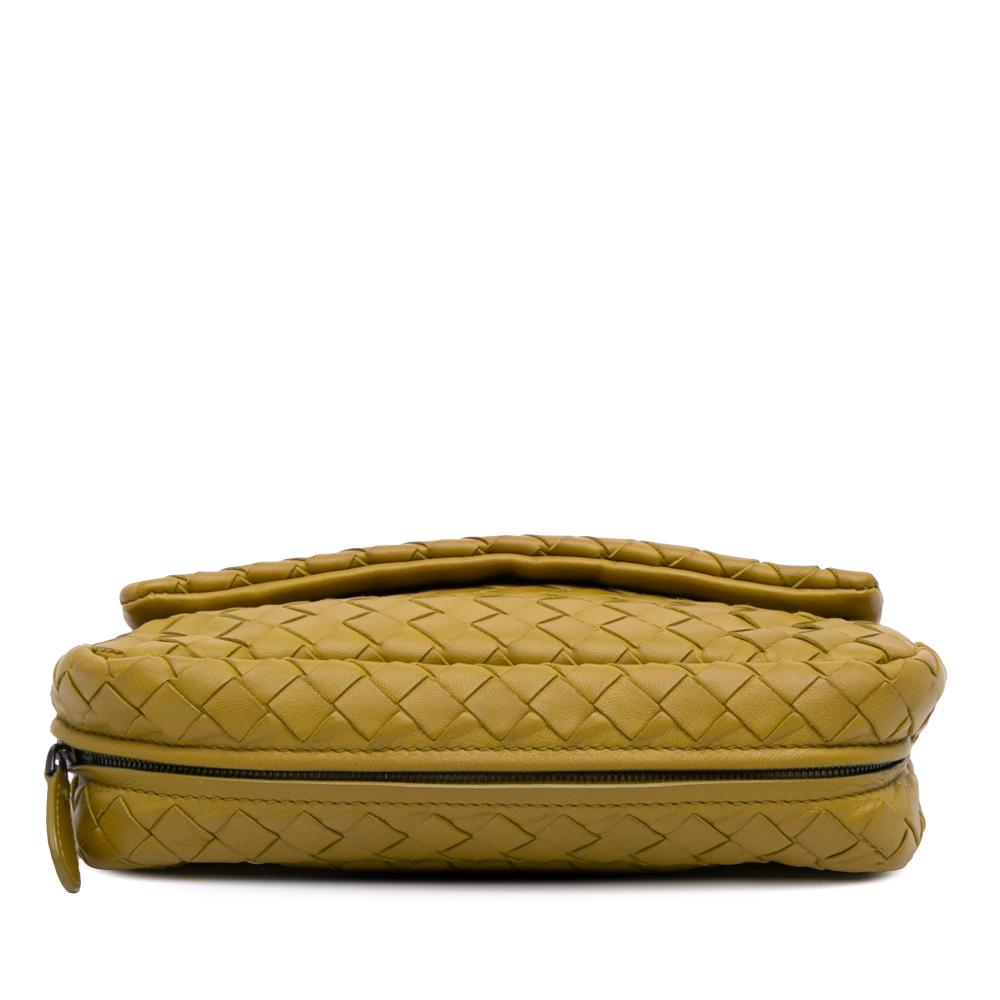 Bottega Veneta Yellow Mini Nappa Intrecciato Expandable Chain Flap Crossbody Italy