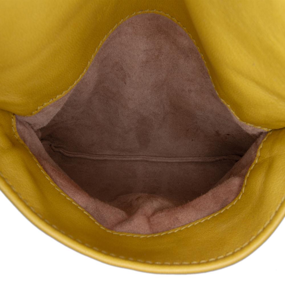 Bottega Veneta Yellow Mini Nappa Intrecciato Expandable Chain Flap Crossbody Italy