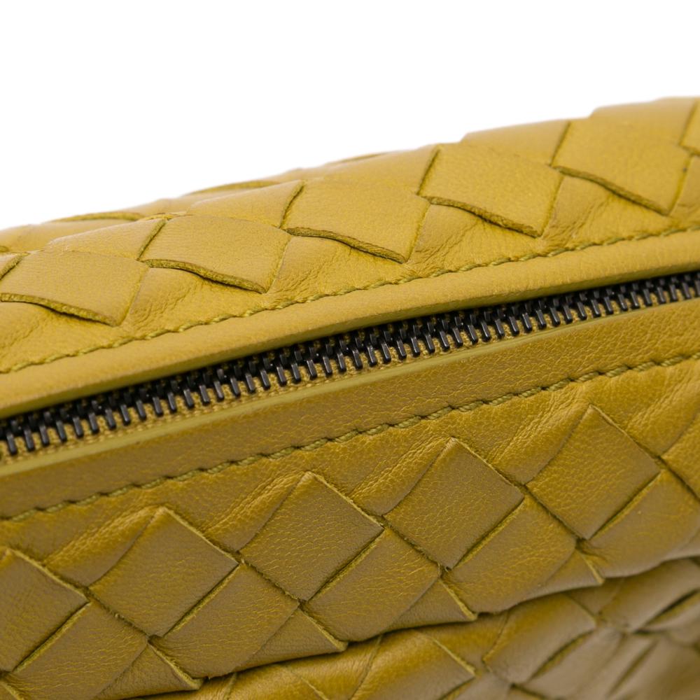 Bottega Veneta Yellow Mini Nappa Intrecciato Expandable Chain Flap Crossbody Italy