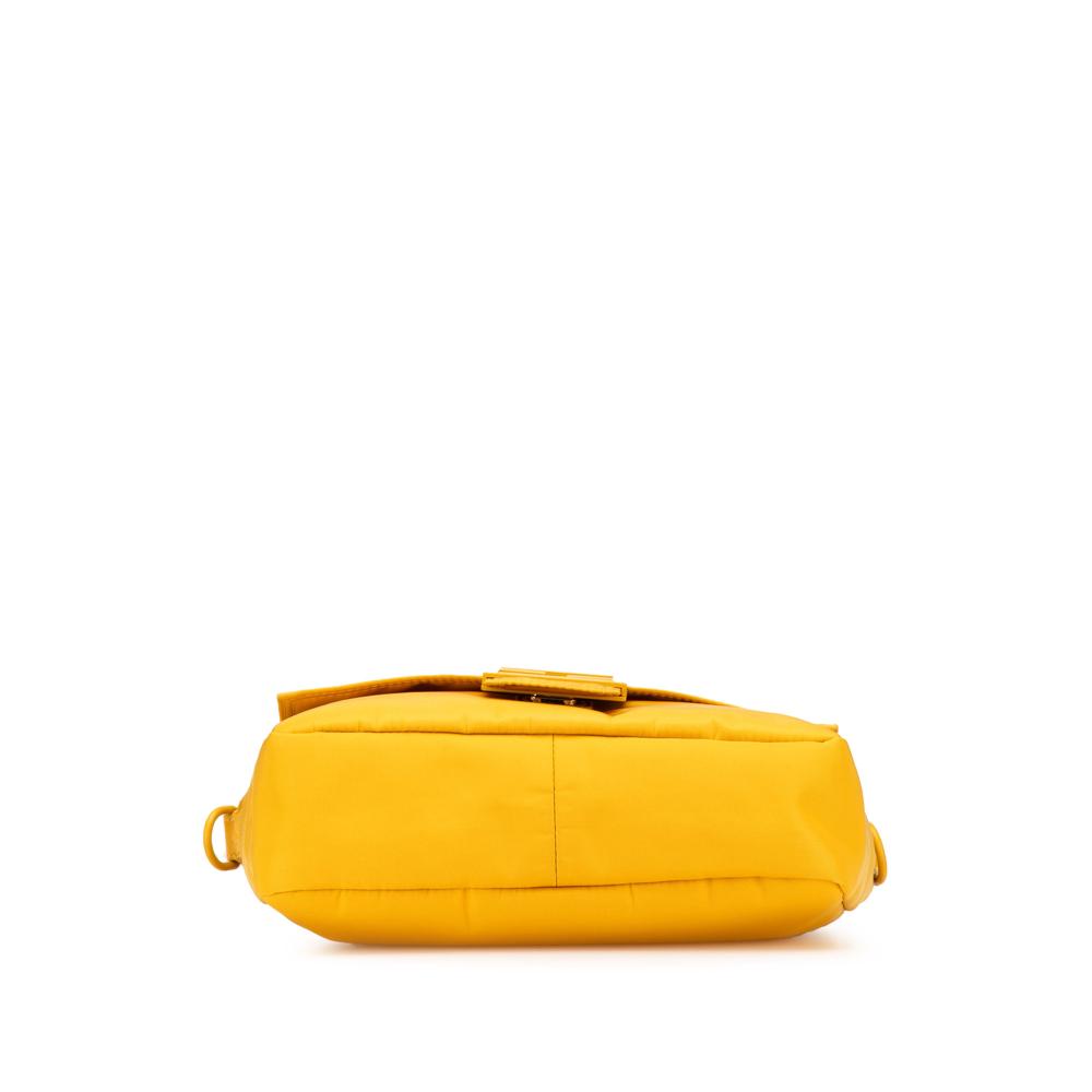 Fendi B Fendi Yellow Nylon Fabric Medium Econyl Baguette Crossbody Italy