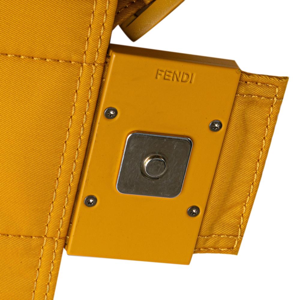 Fendi B Fendi Yellow Nylon Fabric Medium Econyl Baguette Crossbody Italy