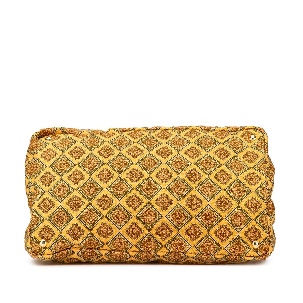 Prada B Prada Yellow Mustard Canvas Fabric Large Printed Canapa Satchel Italy