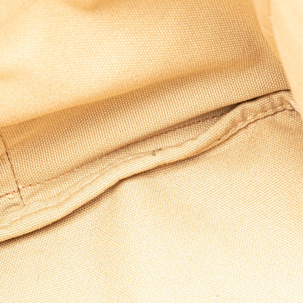 Prada B Prada Yellow Mustard Canvas Fabric Large Printed Canapa Satchel Italy