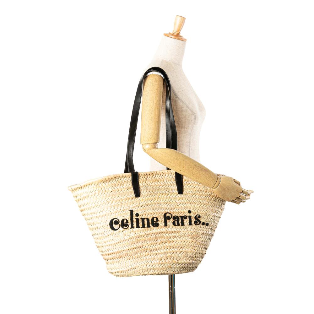 Celine B Celine Brown Beige Raffia Natural Material Classic Panier Tote Morocco