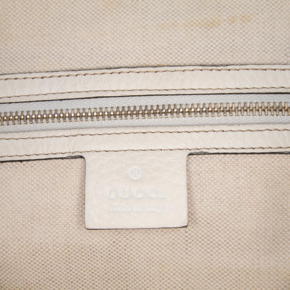 Gucci B Gucci White Calf Leather Medium skin Web Joy Boston Bag Italy