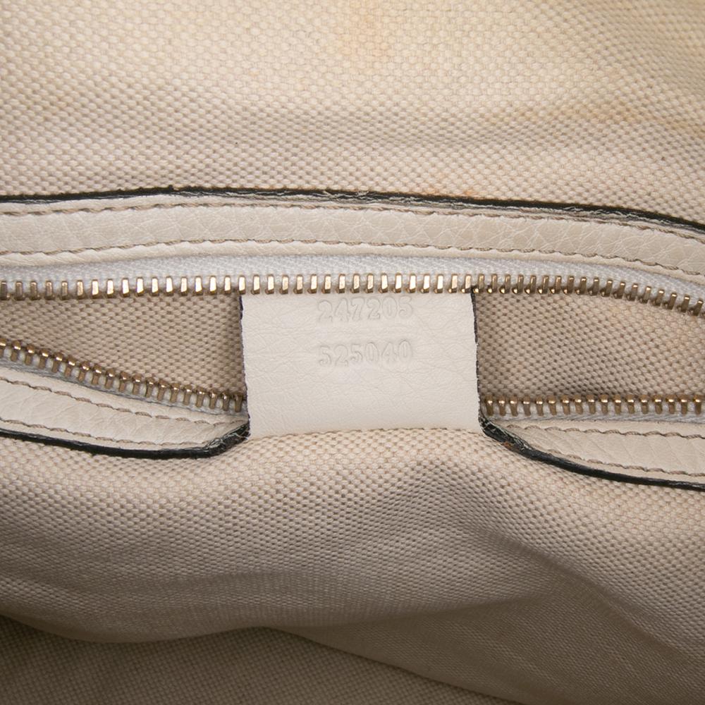 Gucci B Gucci White Calf Leather Medium skin Web Joy Boston Bag Italy