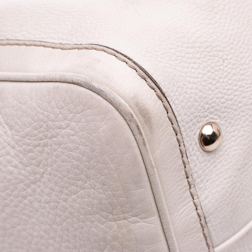 Gucci B Gucci White Calf Leather Medium skin Web Joy Boston Bag Italy