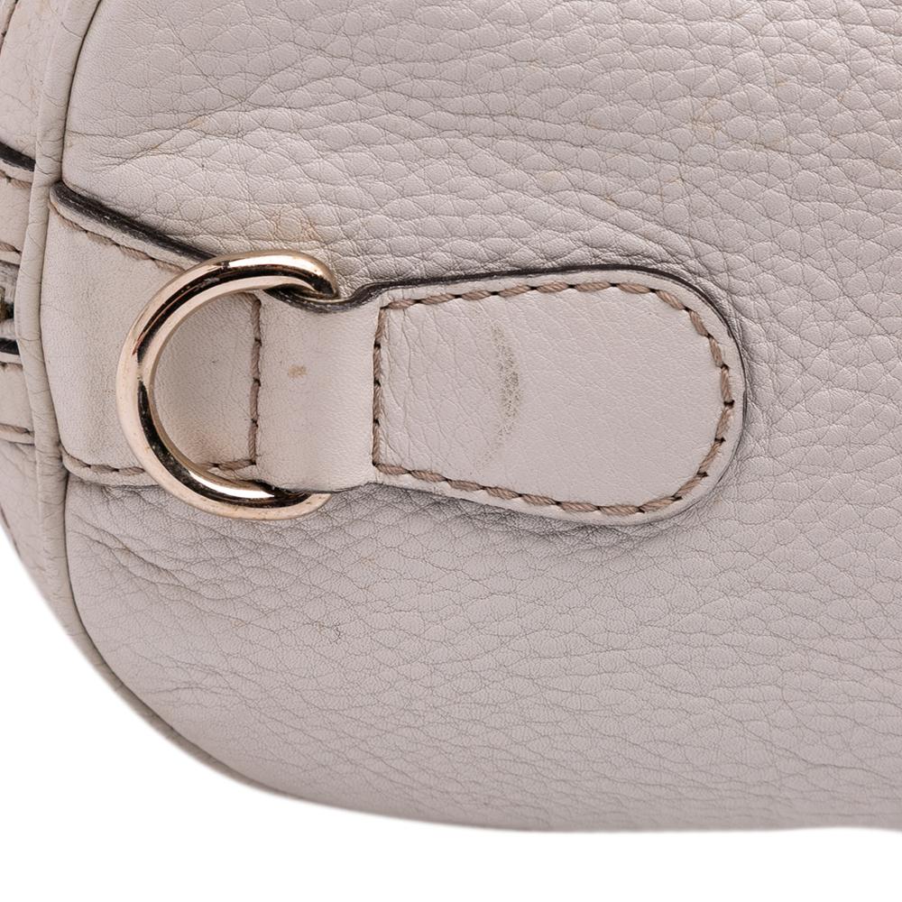 Gucci B Gucci White Calf Leather Medium skin Web Joy Boston Bag Italy
