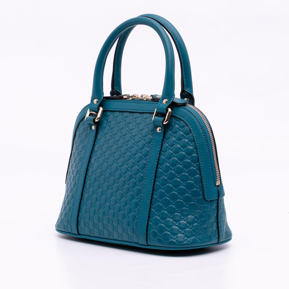 Gucci AB Gucci Blue Turquoise Calf Leather Mini Microguccissima Dome Satchel Italy