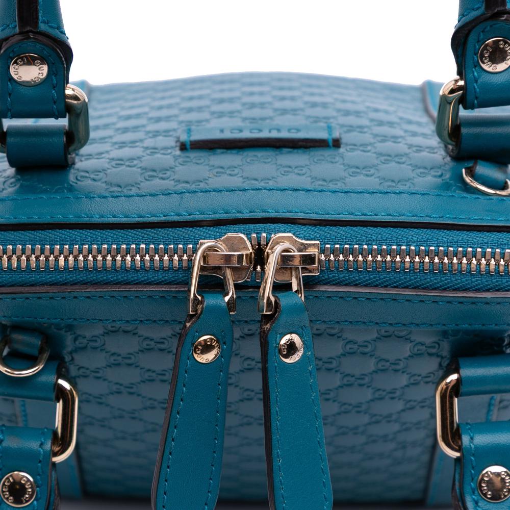 Gucci AB Gucci Blue Turquoise Calf Leather Mini Microguccissima Dome Satchel Italy