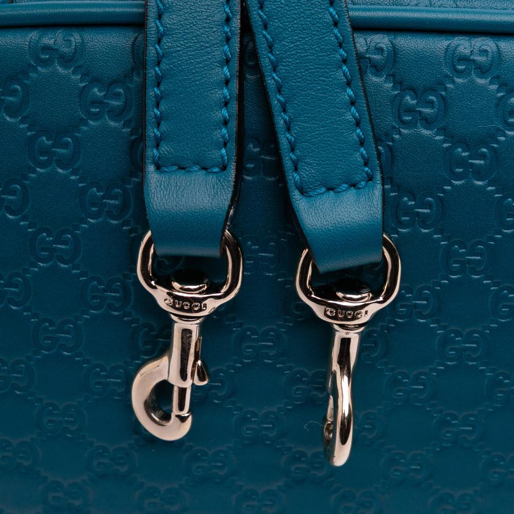 Gucci AB Gucci Blue Turquoise Calf Leather Mini Microguccissima Dome Satchel Italy