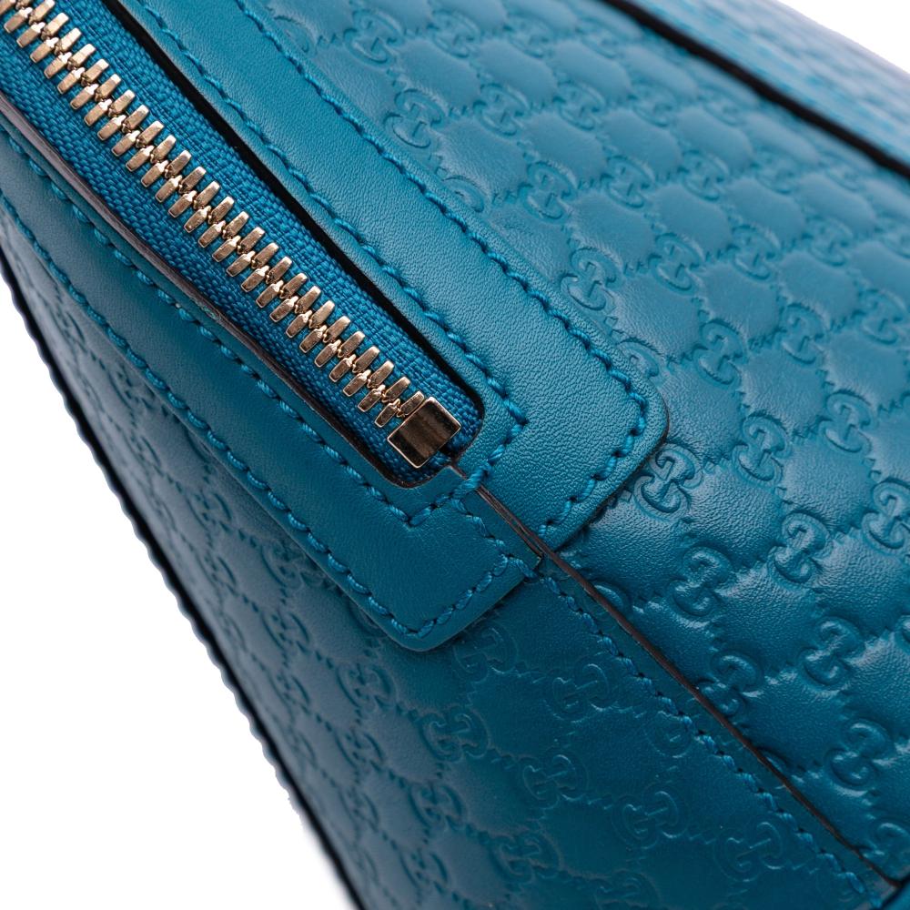 Gucci AB Gucci Blue Turquoise Calf Leather Mini Microguccissima Dome Satchel Italy