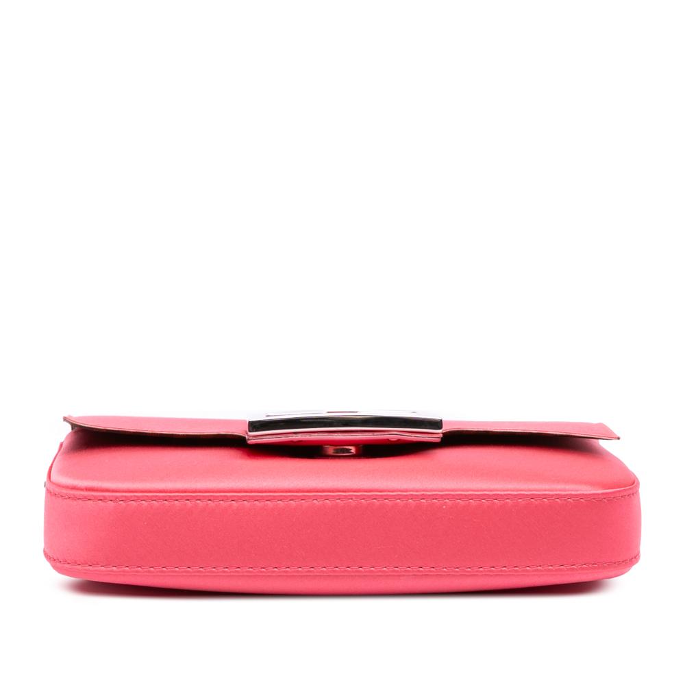 Fendi AB Fendi Pink Dark Pink Satin Fabric Phone Pouch Baguette Satchel Italy