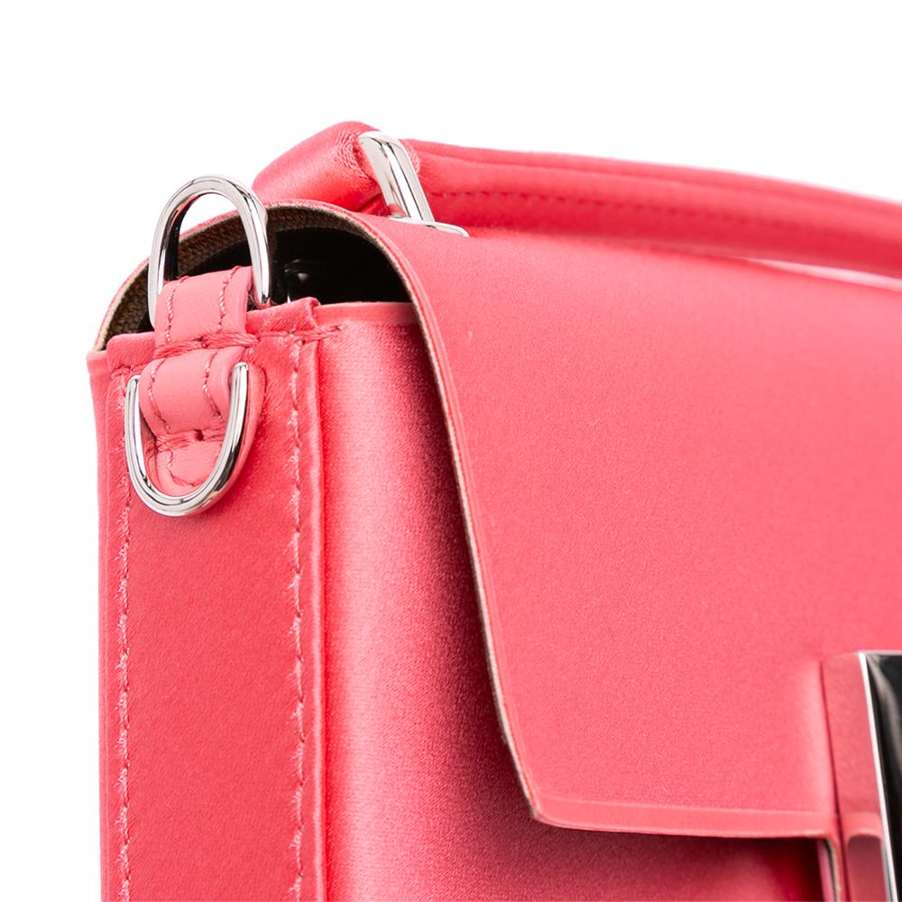 Fendi AB Fendi Pink Dark Pink Satin Fabric Phone Pouch Baguette Satchel Italy