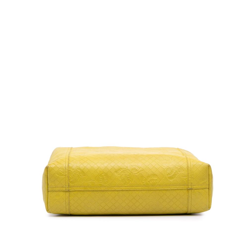 Bottega Veneta B Bottega Veneta Yellow Calf Leather Intrecciomirage Butterfly Tote Italy
