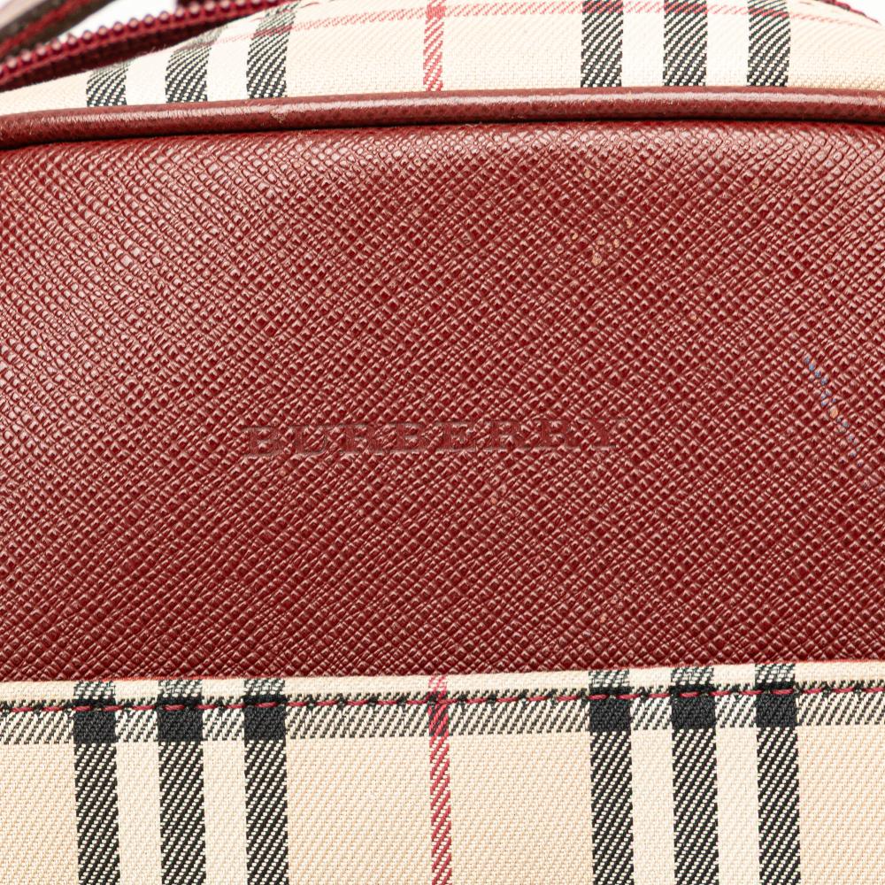Burberry B Burberry Brown Beige with Red Canvas Fabric House Check Crossbody United Kingdom