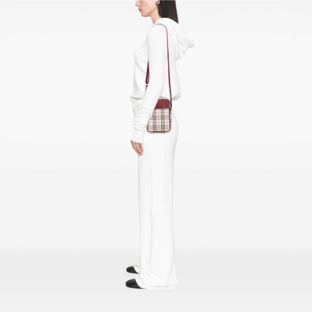 Burberry B Burberry Brown Beige with Red Canvas Fabric House Check Crossbody United Kingdom