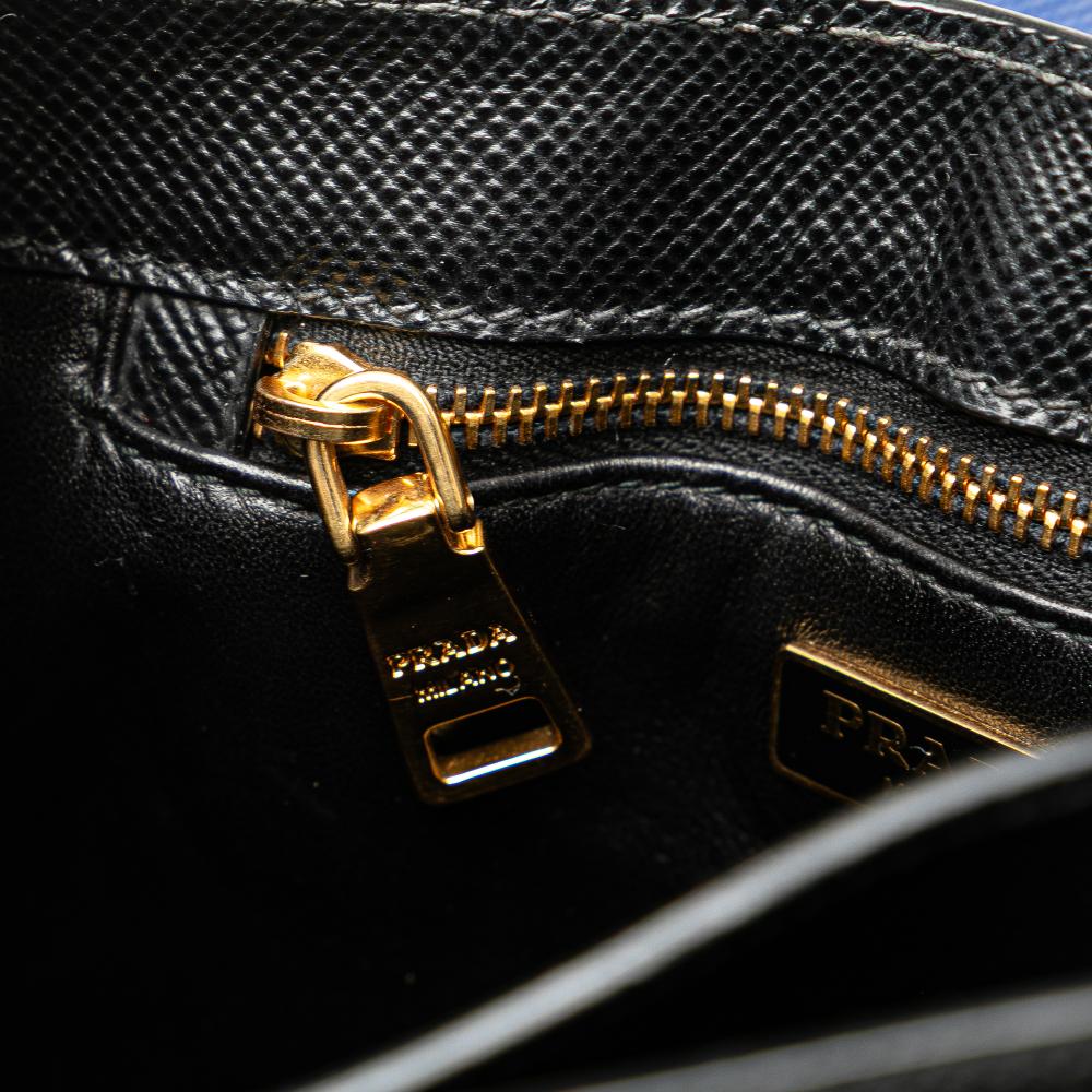 Prada B Prada Black with Blue Saffiano Leather Bicolor Cuir Flap Crossbody Italy