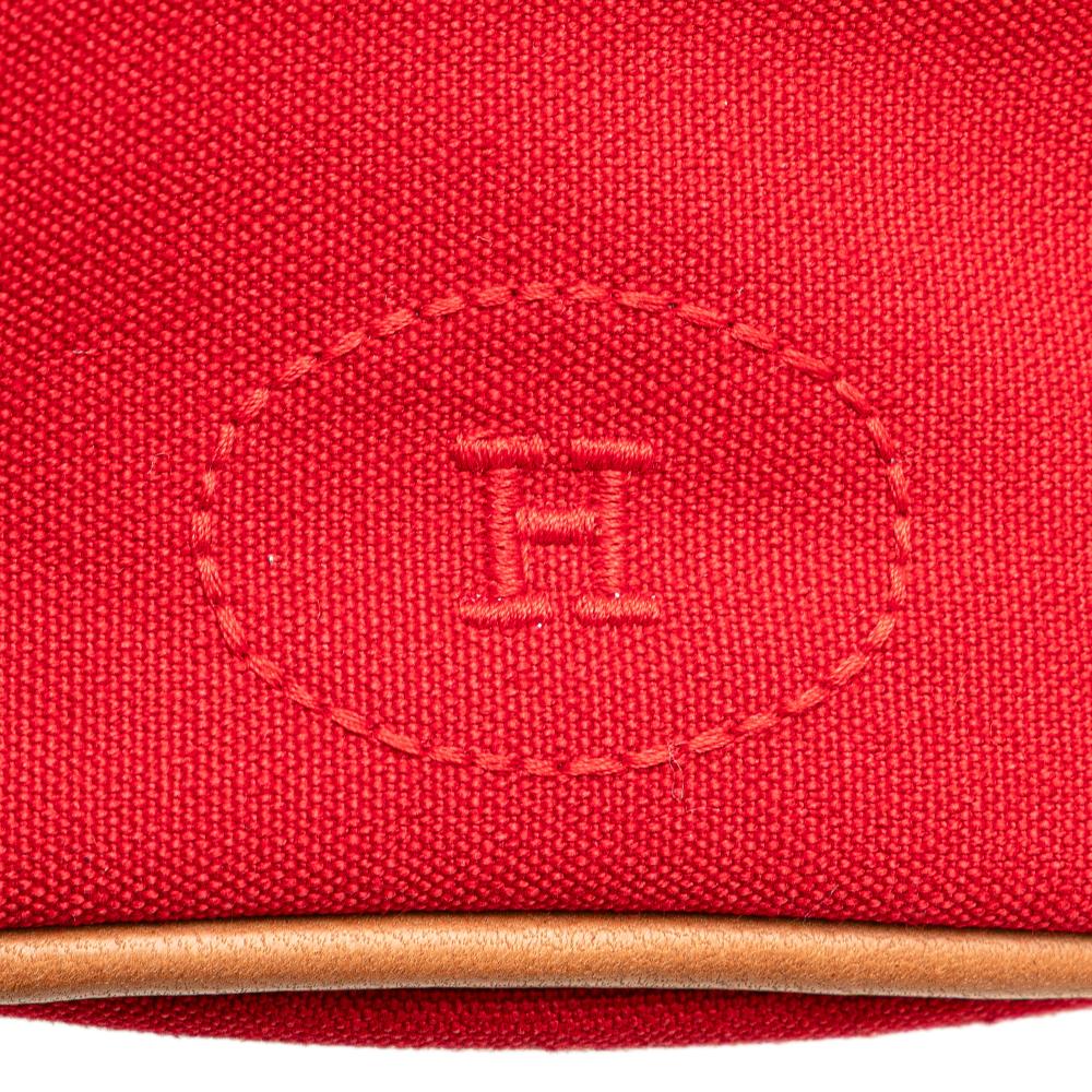 Hermès AB Hermès Red Canvas Fabric Toile Polochon Mimile France