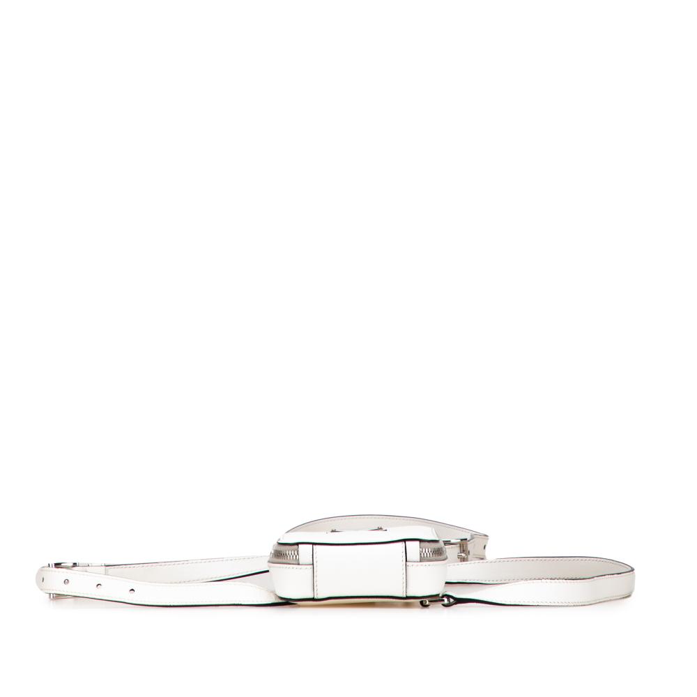 Prada AB Prada White Saffiano Leather Harness Crossbody Pouch Italy