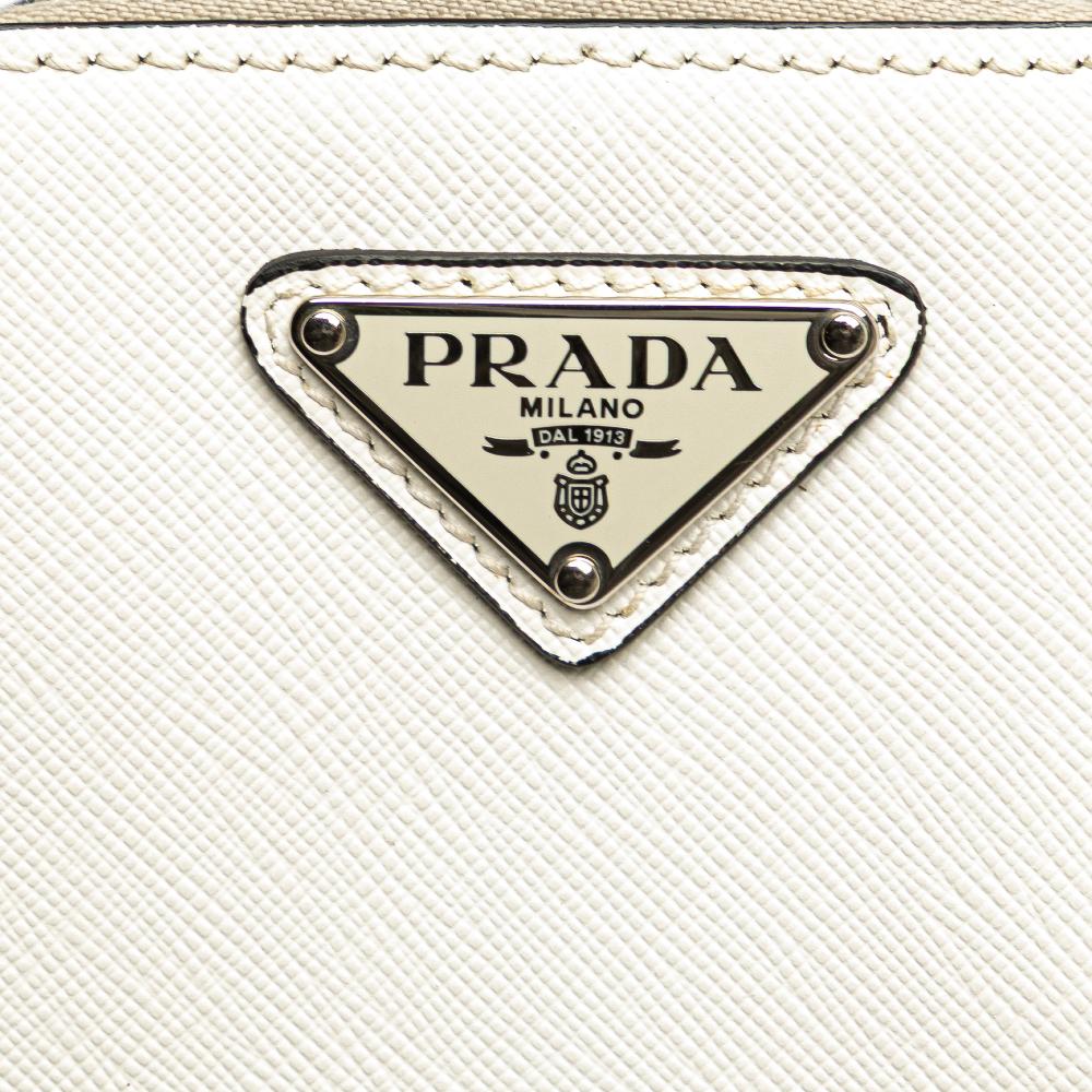 Prada AB Prada White Saffiano Leather Harness Crossbody Pouch Italy