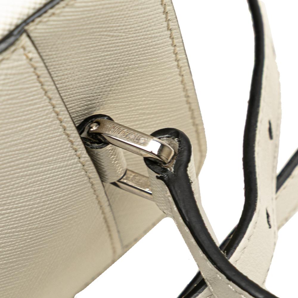 Prada AB Prada White Saffiano Leather Harness Crossbody Pouch Italy