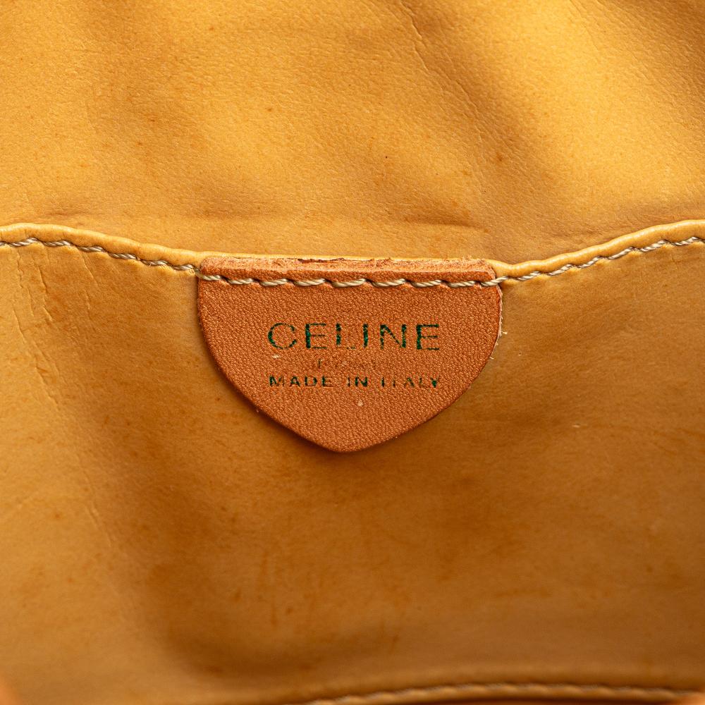 Celine B Celine Brown Beige Coated Canvas Fabric Macadam Crossbody Italy