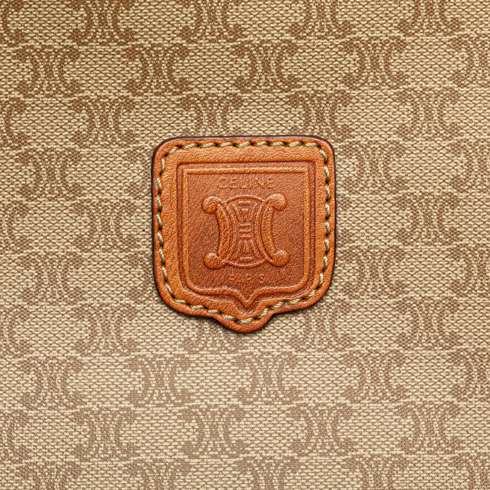 Celine B Celine Brown Beige Coated Canvas Fabric Macadam Crossbody Italy