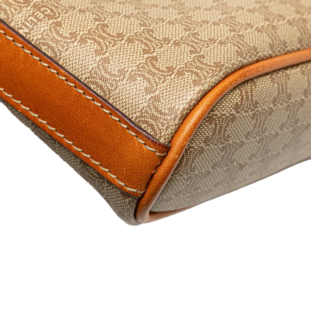 Celine B Celine Brown Beige Coated Canvas Fabric Macadam Crossbody Italy