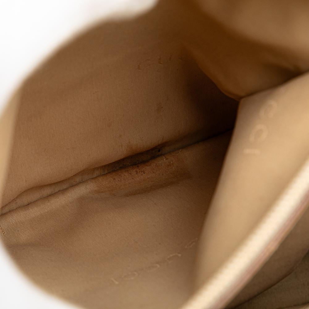 Gucci B Gucci Brown Light Beige Canvas Fabric GG Bamboo Satchel Italy