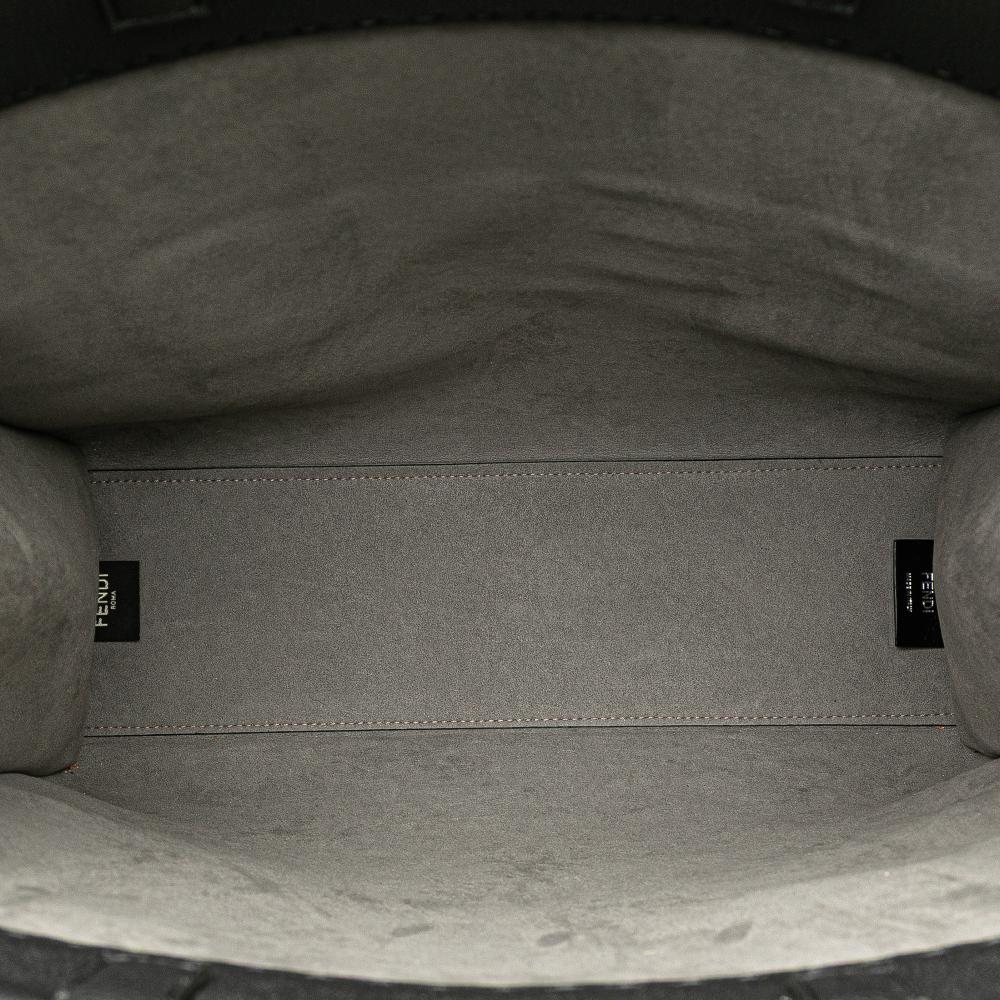 Fendi B Fendi Black Calf Leather Medium Roma Go To Shopper Satchel Italy