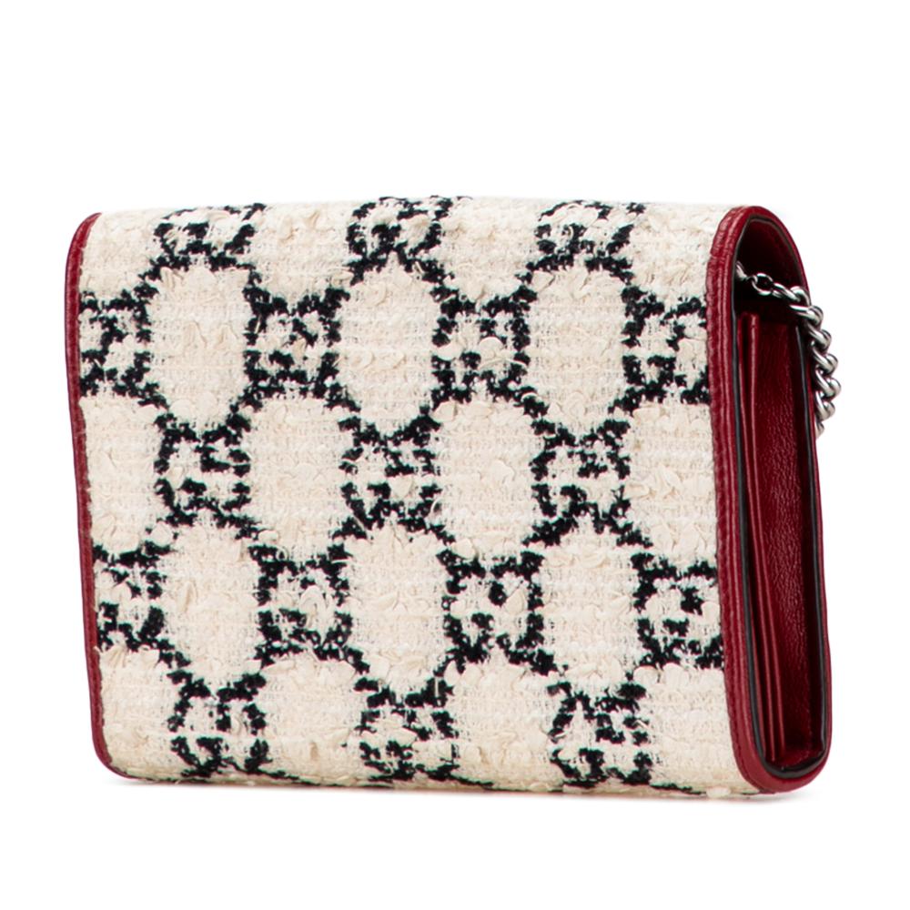 Gucci AB Gucci White Tweed Fabric Mini GG Dionysus Wallet on Chain Italy