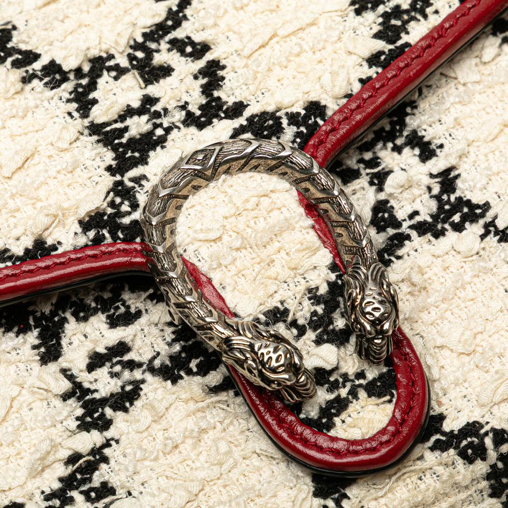 Gucci AB Gucci White Tweed Fabric Mini GG Dionysus Wallet on Chain Italy