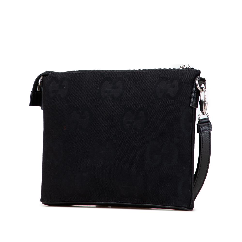 Gucci B Gucci Black Canvas Fabric Jumbo GG Clutch on Strap Italy