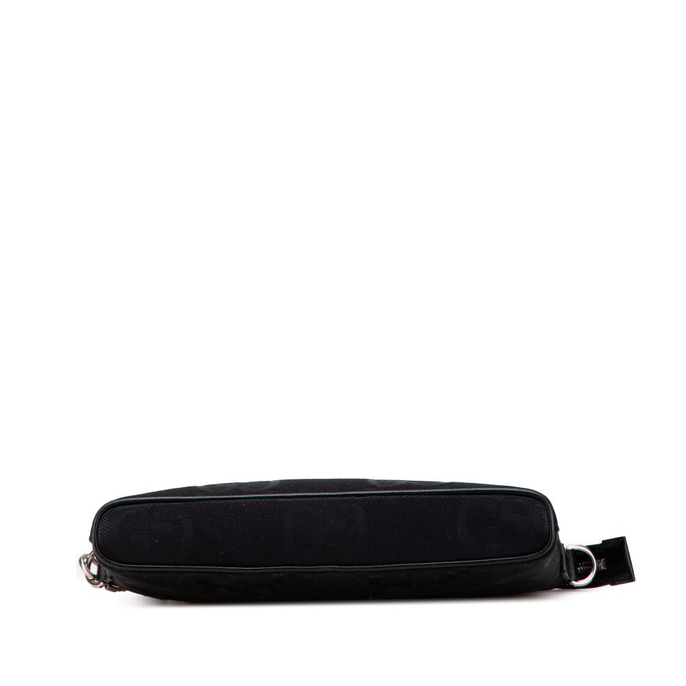 Gucci B Gucci Black Canvas Fabric Jumbo GG Clutch on Strap Italy