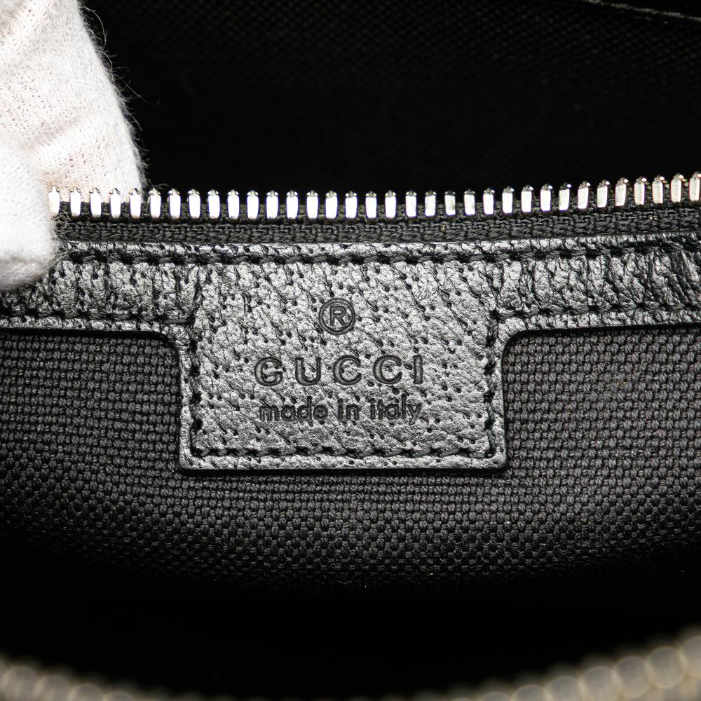 Gucci B Gucci Black Canvas Fabric Jumbo GG Clutch on Strap Italy