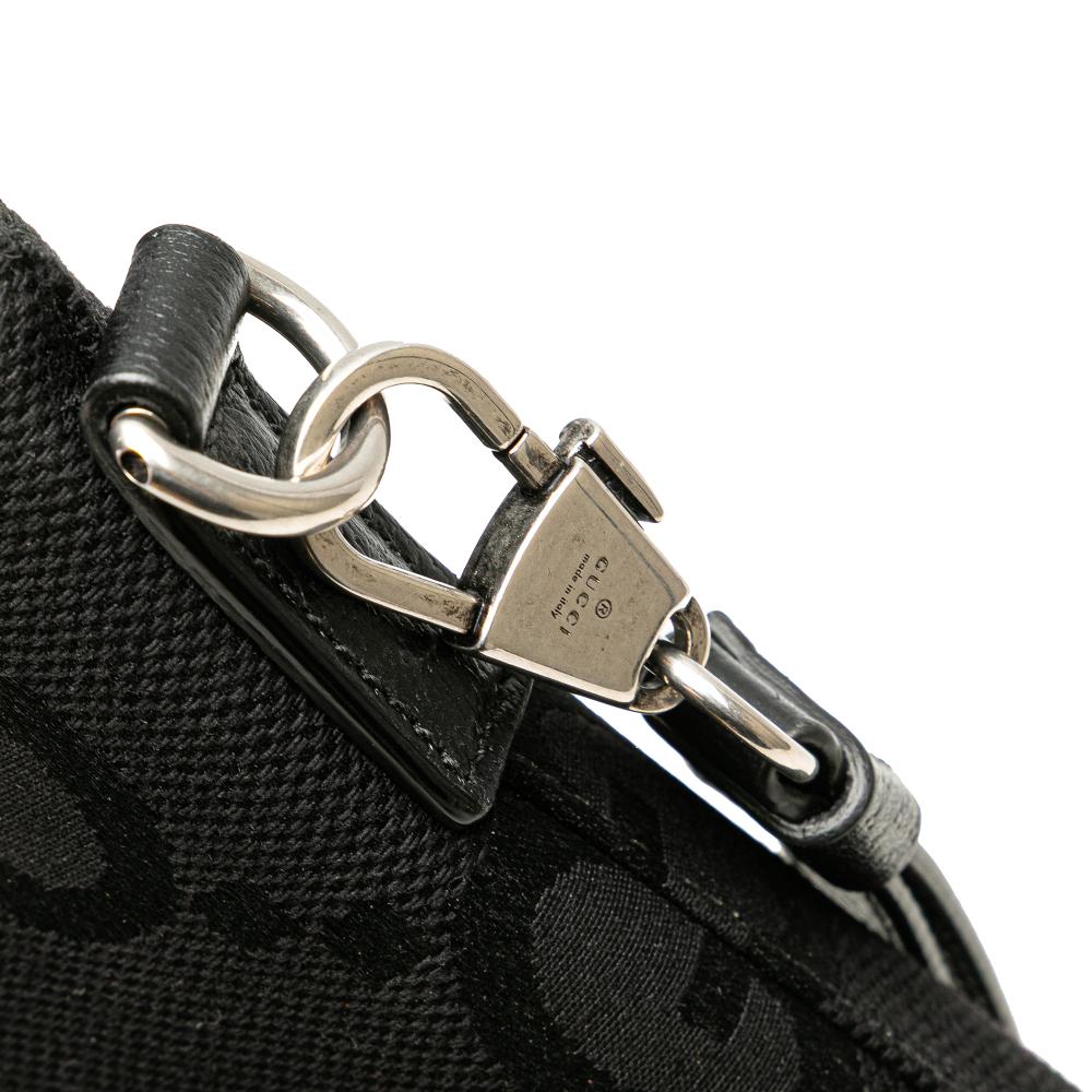 Gucci B Gucci Black Canvas Fabric Jumbo GG Clutch on Strap Italy